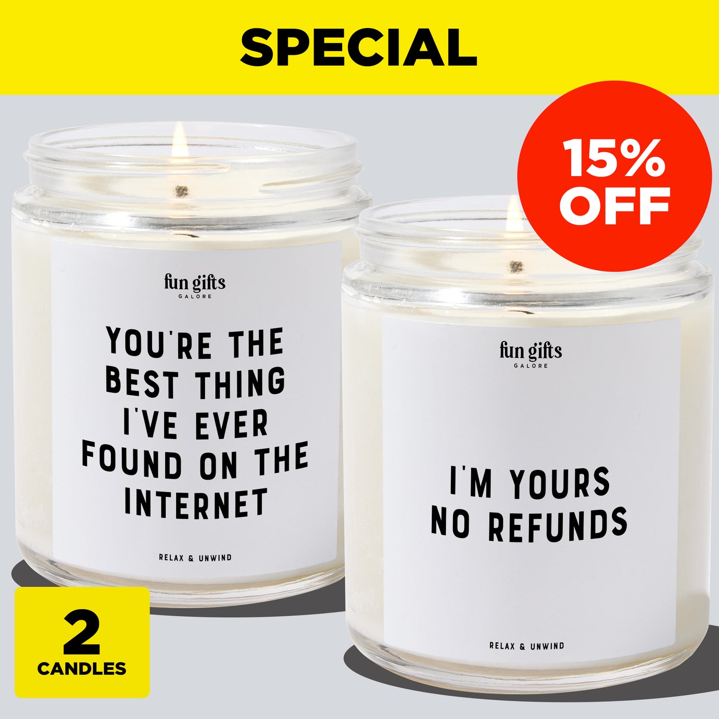 Anniversary Gift - Online Love Bundle (2 Candles)