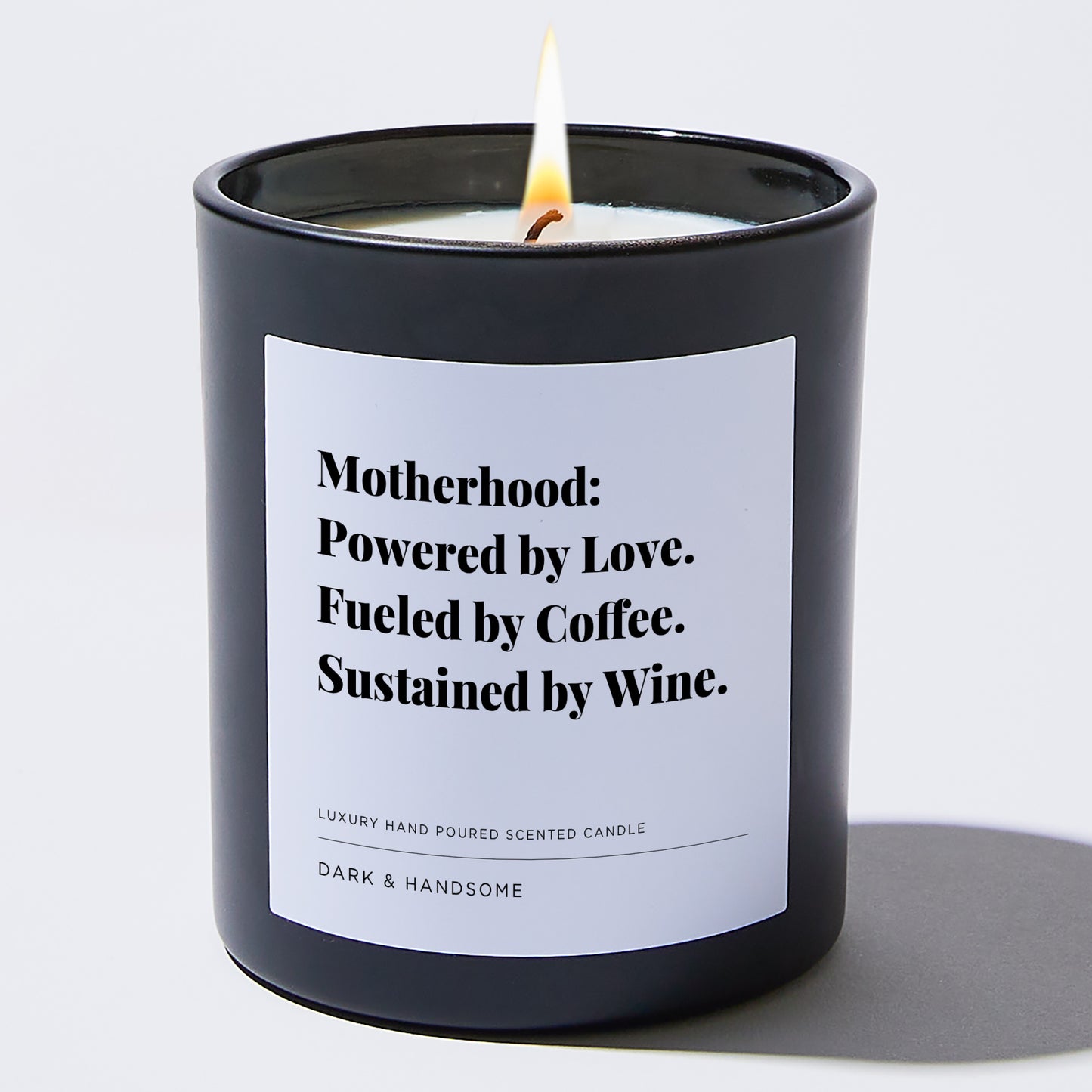 Gift for Mom - Motherhood: Powered by love. Fueled by coffee. Sustained by wine. - Candle