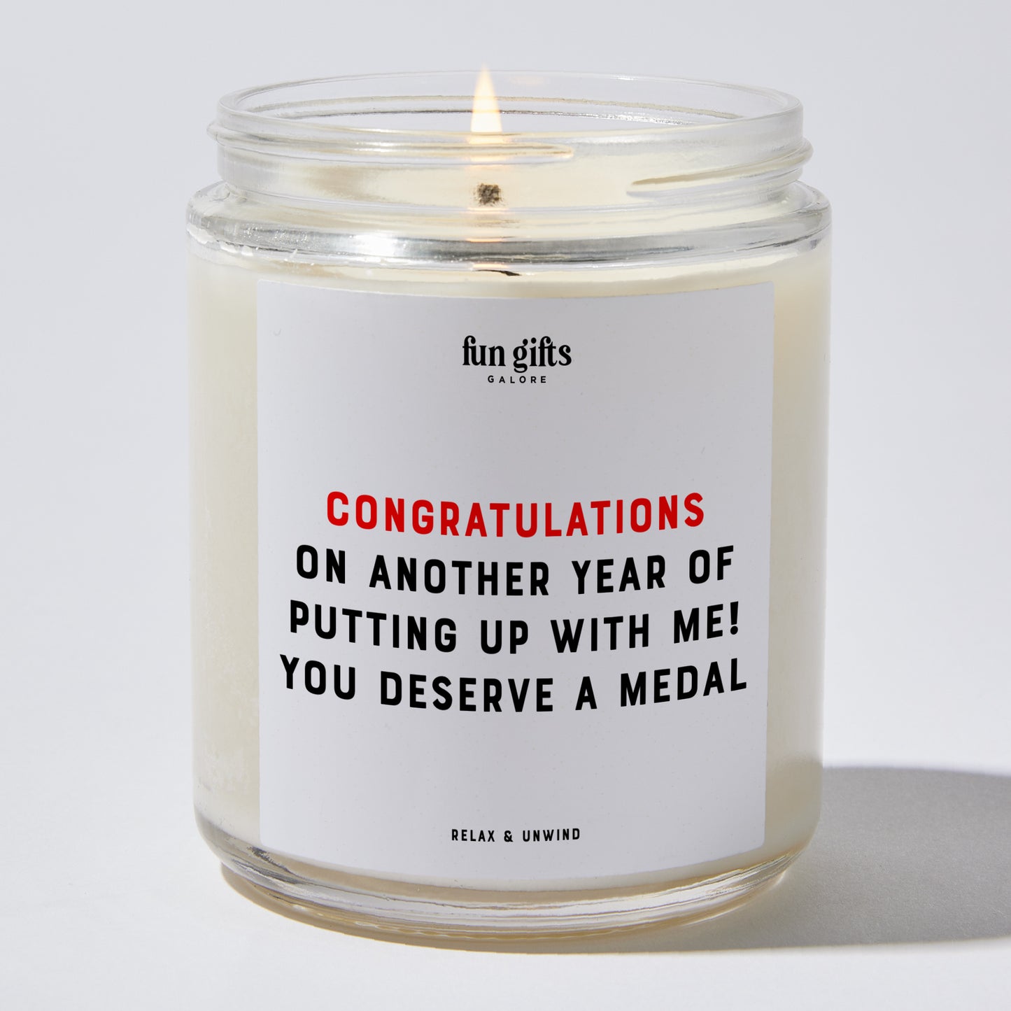 Anniversary Present - Congratulations on Another Year of Putting Up With Me! You Deserve a Medal - Candle