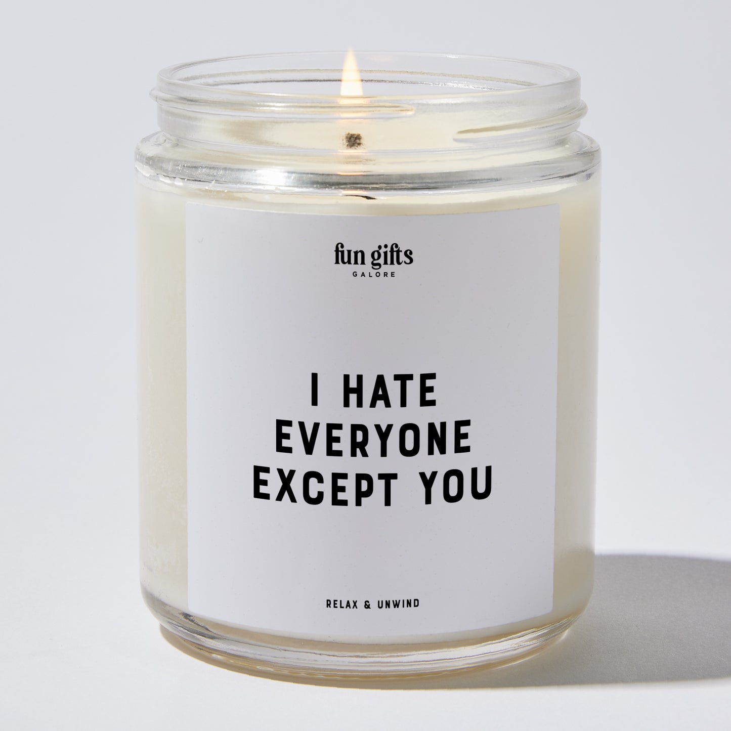 Fun Gift for Friends - I Hate Everyone Except You - Candle