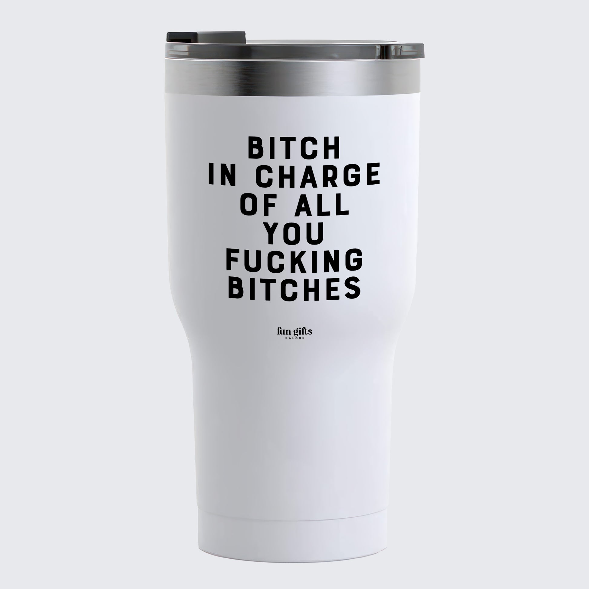 Travel Coffee Mug - Bitch in Charge of All You Fucking Bitches - Coffee Tumbler